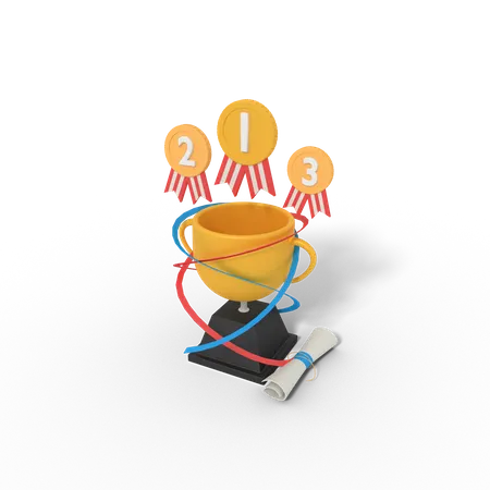 Champion education trophy  3D Illustration