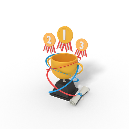 Champion education trophy  3D Illustration