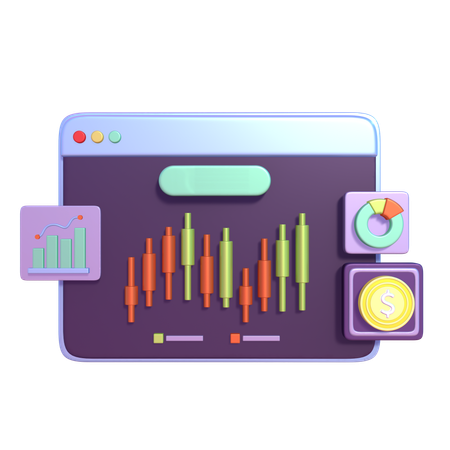 Analyse du trading de chandeliers  3D Icon