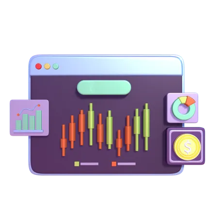 Analyse du trading de chandeliers  3D Icon