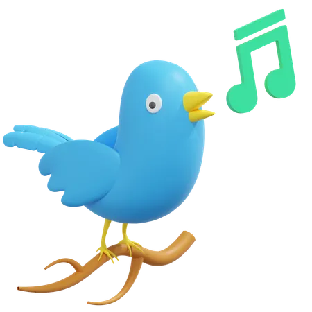 Oiseau bleu qui chante  3D Icon