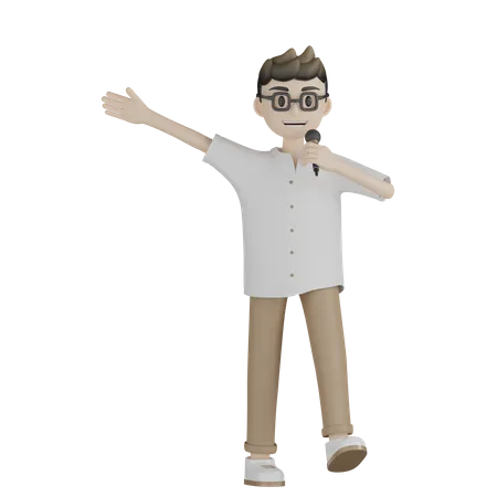 Personnage De Chanteur Masculin 3D Illustration