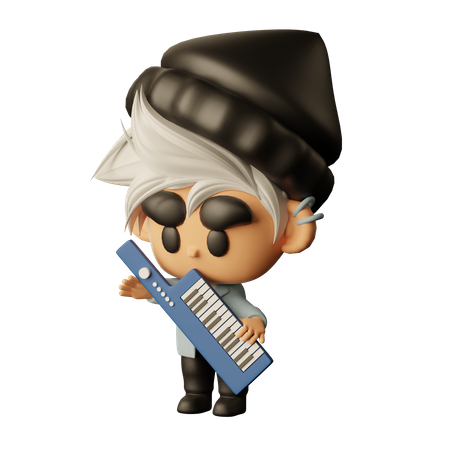 Chanteur jouant du piano  3D Icon