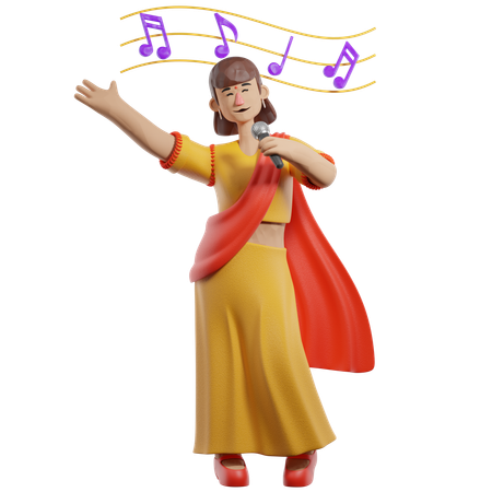 Chanteuse chantant  3D Icon