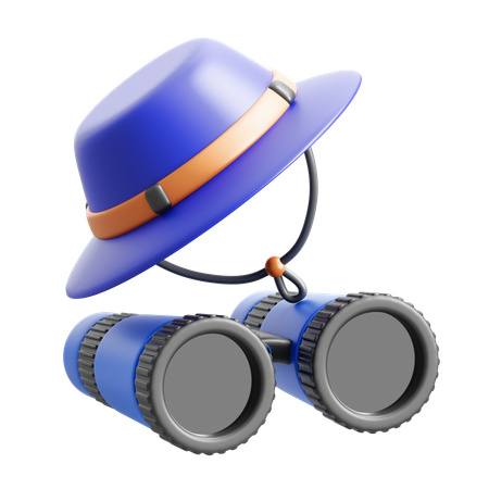 Chapeau de camping avec jumelles  3D Icon