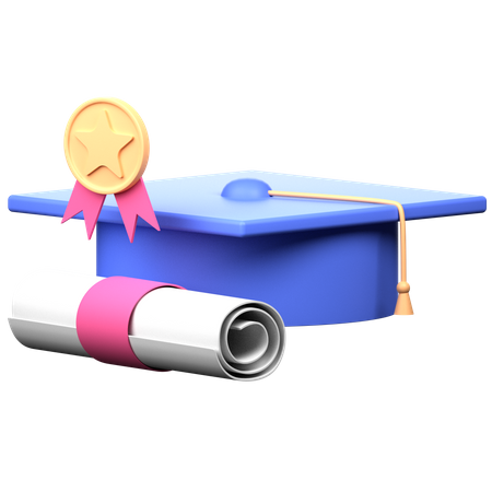 Chapeau de graduation avec certificat  3D Icon