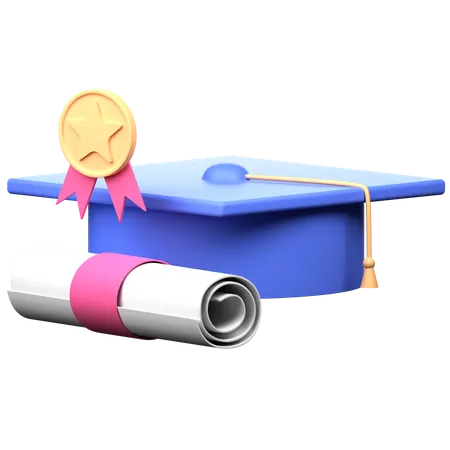 Chapeau de graduation avec certificat  3D Icon