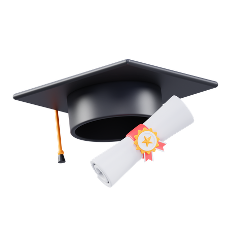 Chapeau et certificat de graduation  3D Icon