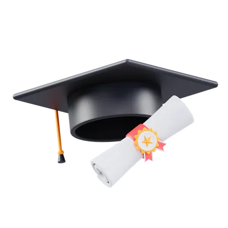 Chapeau et certificat de graduation  3D Icon