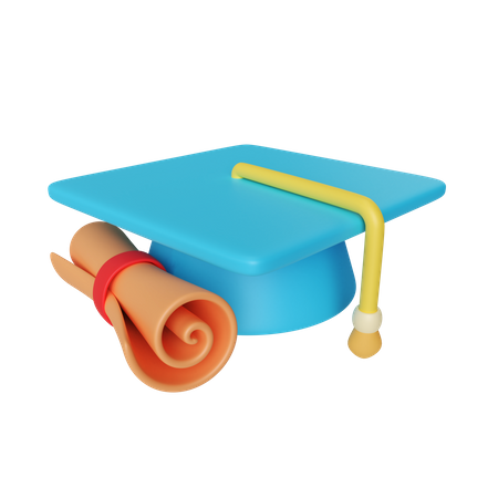 Chapeau et certificat de graduation  3D Illustration