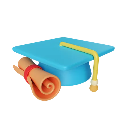 Chapeau et certificat de graduation  3D Illustration