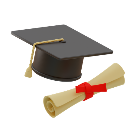 Chapeau et certificat de graduation  3D Icon