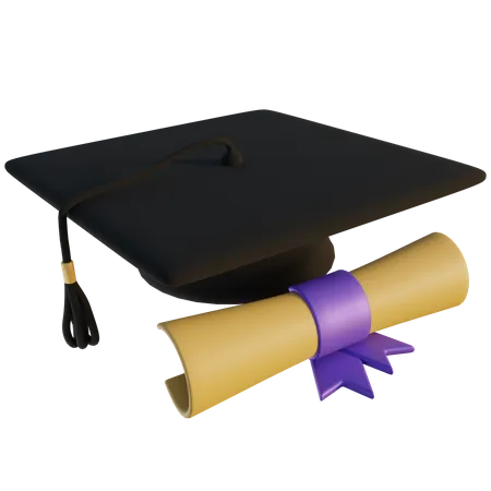Chapeau et certificat de graduation  3D Icon
