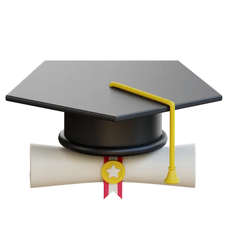 Chapeau et certificat de graduation  3D Icon