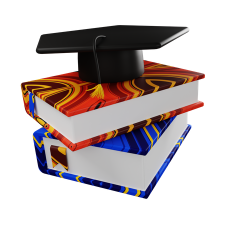 Chapeau de graduation et livres  3D Icon