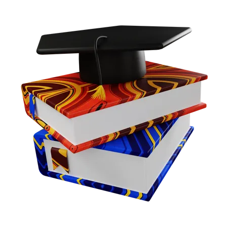 Chapeau de graduation et livres  3D Icon