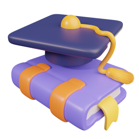 Chapeau de graduation sur le livre  3D Icon