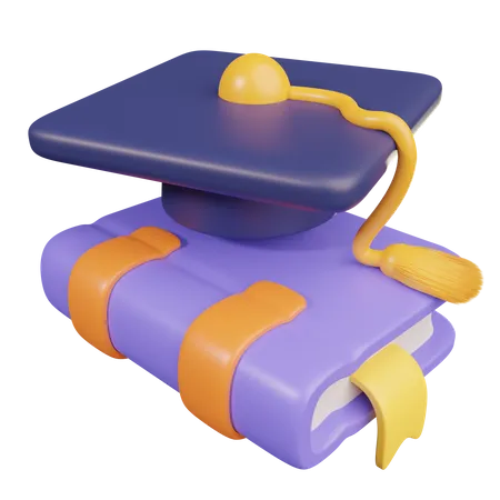 Chapeau de graduation sur le livre  3D Icon