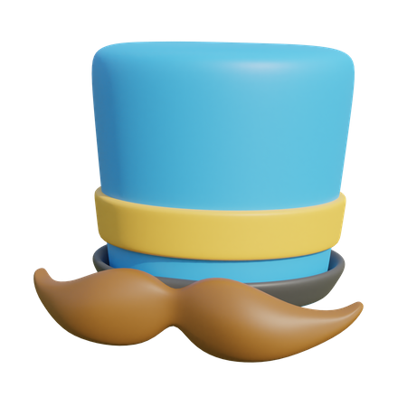 Chapeau de fête et moustache  3D Illustration