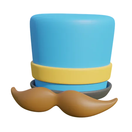 Chapeau de fête et moustache  3D Illustration