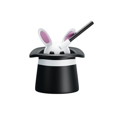 Chapeau de magicien avec lapin  3D Icon