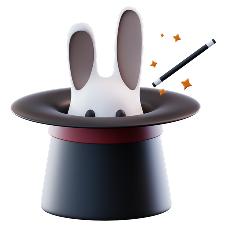 Chapeau de magicien avec lapin  3D Icon