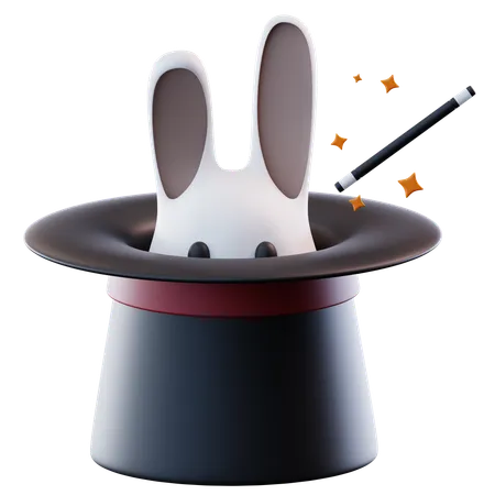 Chapeau de magicien avec lapin  3D Icon