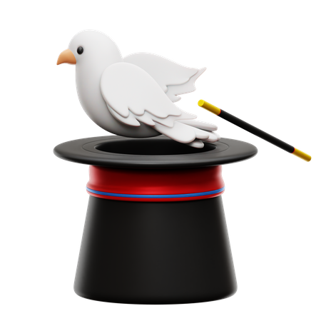 Chapeau de magicien avec pigeon  3D Icon