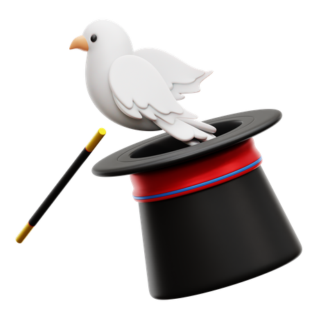 Chapeau de magicien avec pigeon  3D Icon