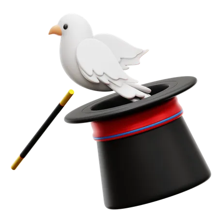 Chapeau de magicien avec pigeon  3D Icon