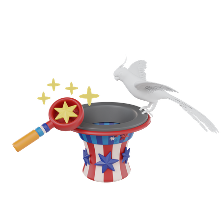 Chapeau de magicien avec pigeon  3D Icon