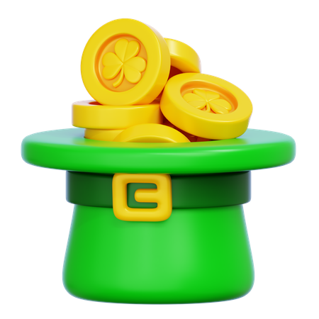 Chapeau de saint patrick avec des pièces d'or  3D Icon