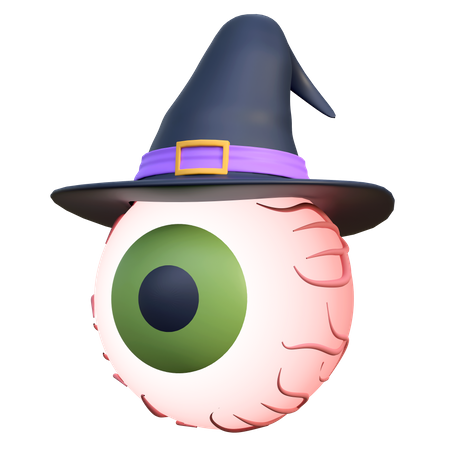 Oeil effrayant portant un chapeau de sorcière  3D Icon