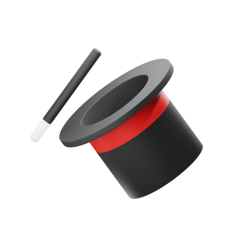Chapeau et bâton de magicien  3D Icon