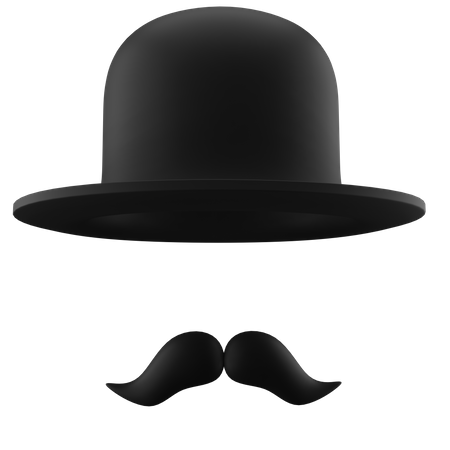 Chapeau melon et moustache  3D Icon