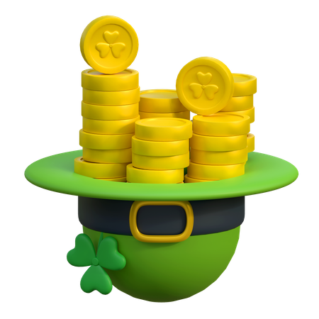 Chapeau rond avec pièces de monnaie patrick  3D Icon