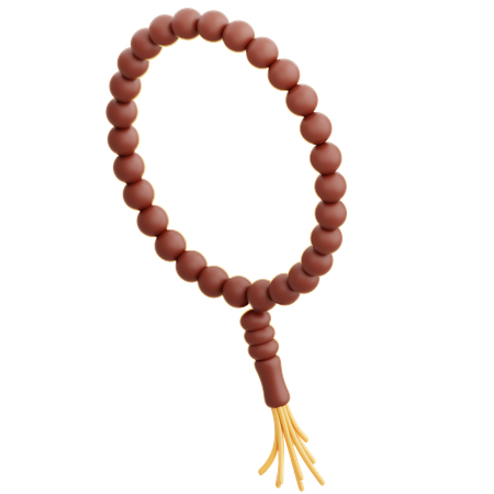 Perles de prière en bois, symbole du dhikr du ramadan  3D Icon