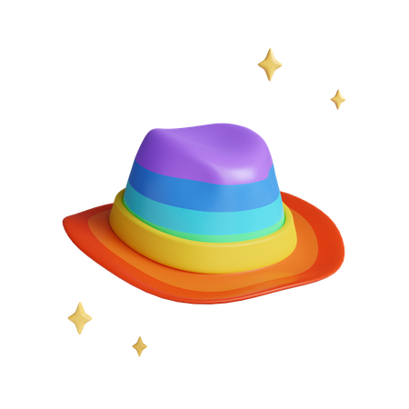 Chapéu de celebração do orgulho com cores vibrantes  3D Icon