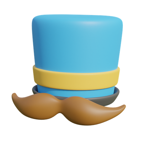 Chapéu de festa e bigode  3D Illustration