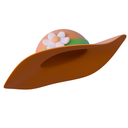 Chapéu de verão com fita e flor  3D Icon