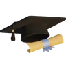 chapéu de formatura e diploma