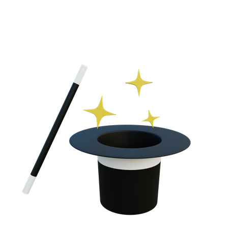 Chapéu e varinha mágica  3D Icon