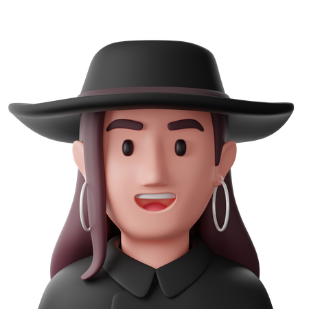 Modelo de chapéu largo feminino  3D Icon