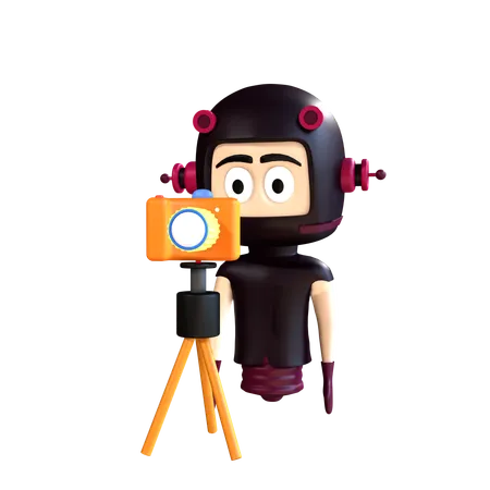 Character clicking photo  3D Illustration