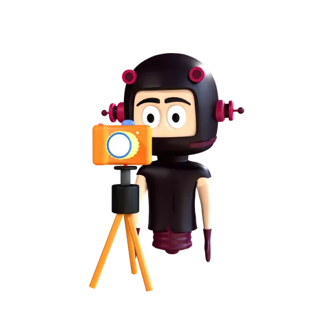 Character clicking photo 3D Illustration