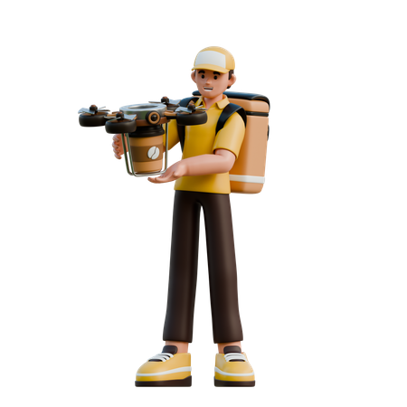 Character Delivery Drone Handler  3D Illustration