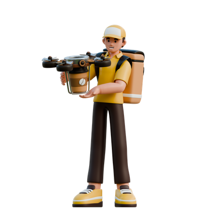 Character Delivery Drone Handler  3D Illustration