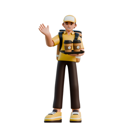 Character Delivery With Backpack  3D Illustration