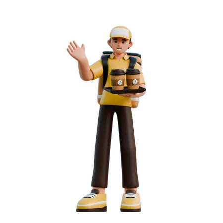 Character Delivery With Backpack  3D Illustration