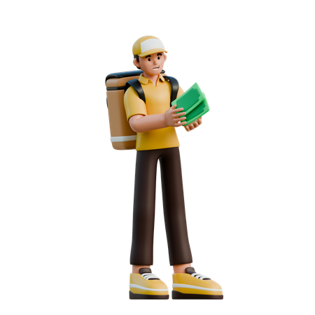 Character Delivery With Cash  3D Illustration